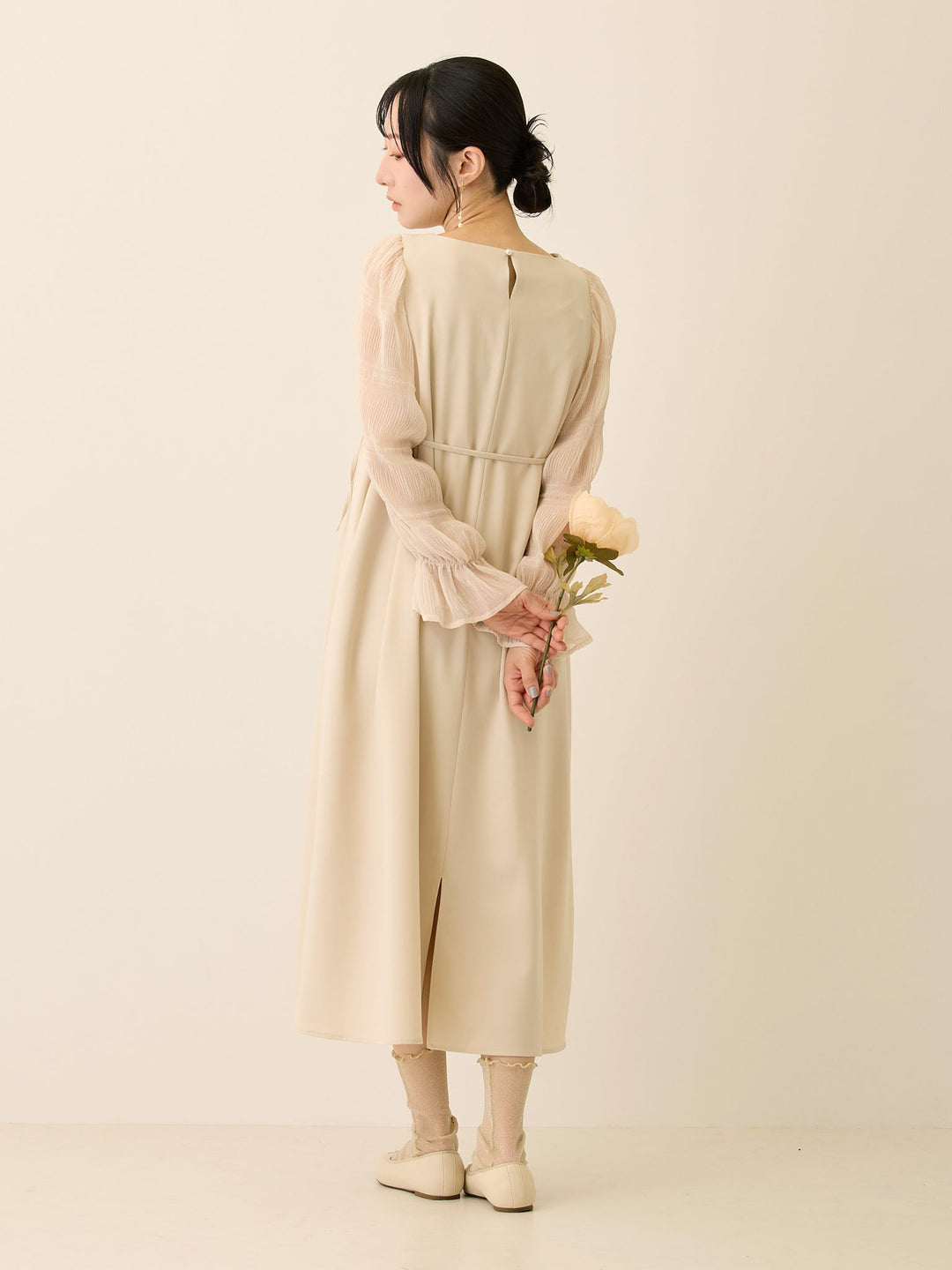 シフォンスリーブワンピース Beige