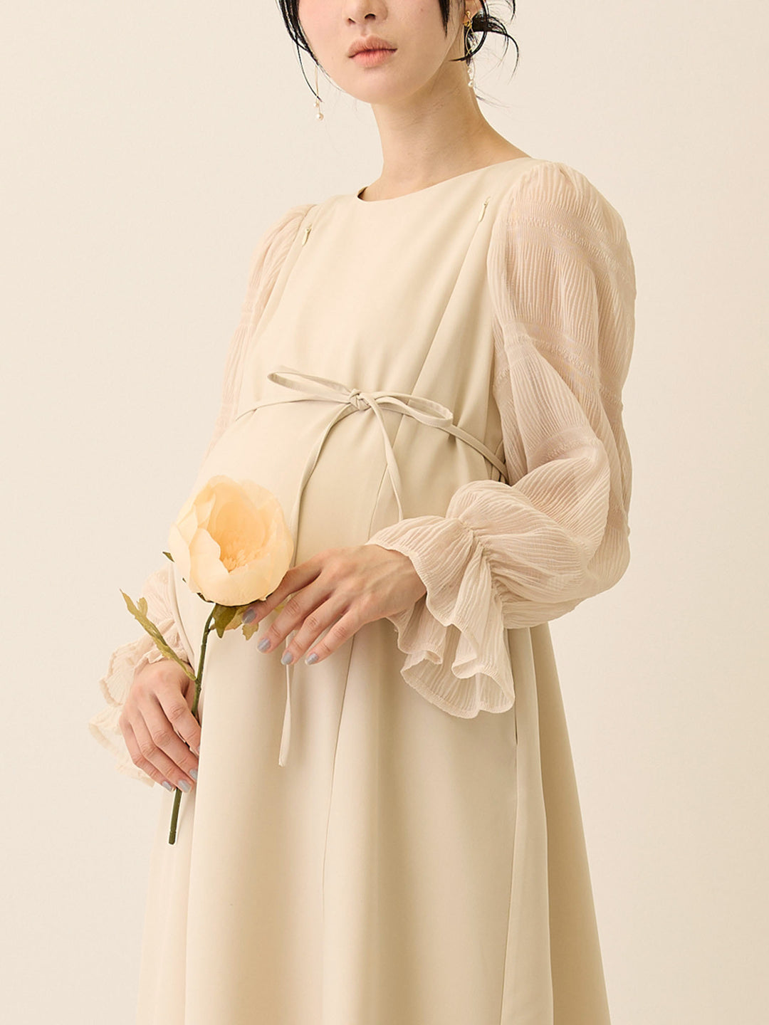 シフォンスリーブワンピース Beige