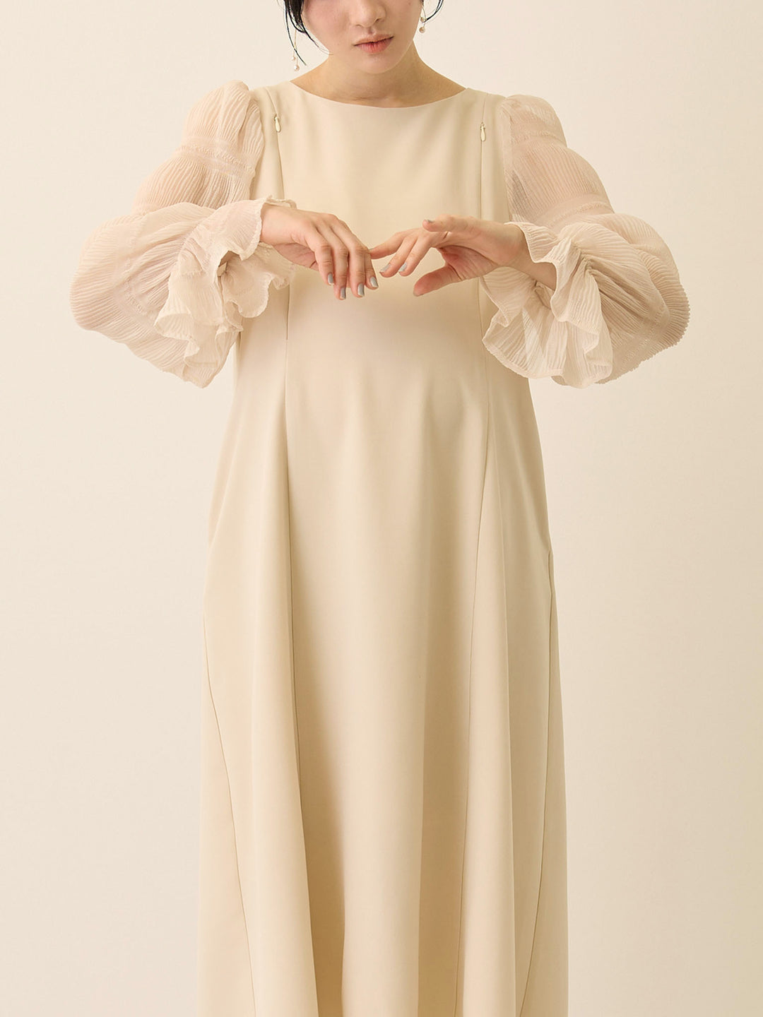 シフォンスリーブワンピース Beige