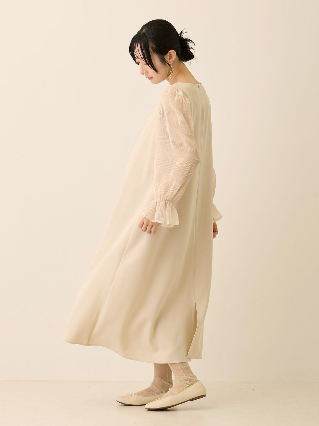 シフォンスリーブワンピース Beige