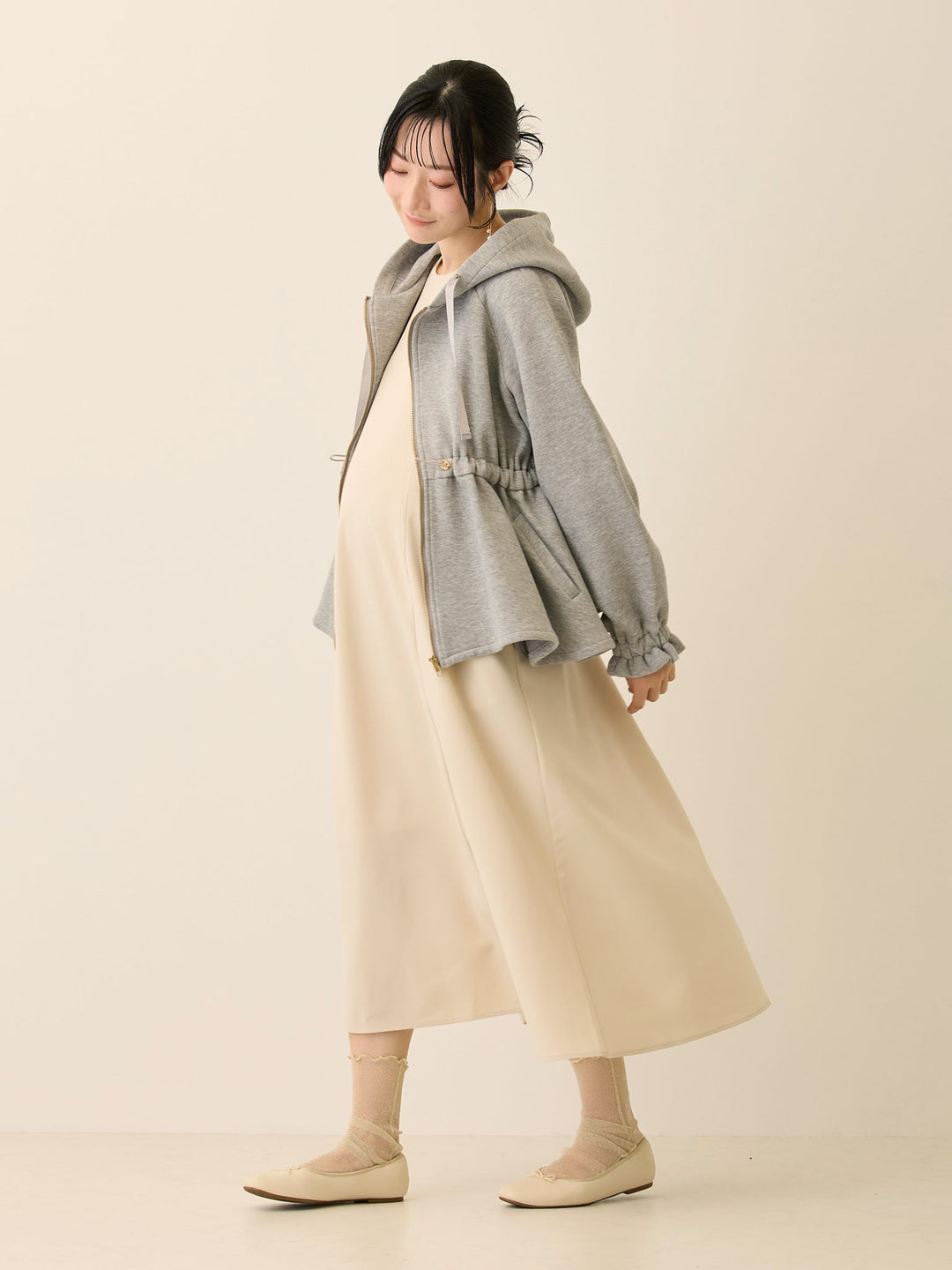 シフォンスリーブワンピース Beige