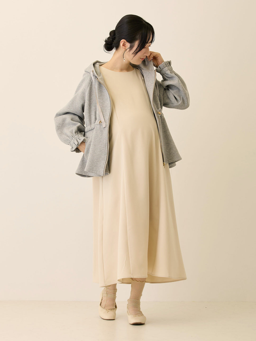 シフォンスリーブワンピース Beige