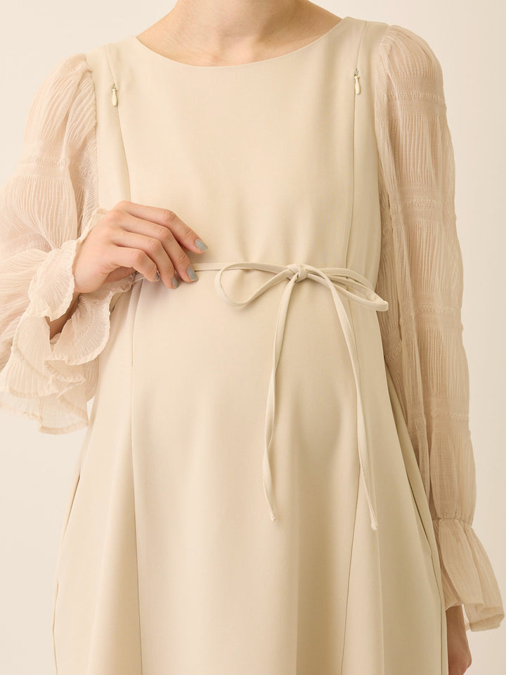 シフォンスリーブワンピース Beige