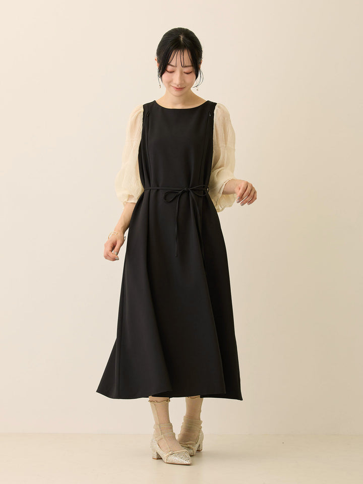 シフォンスリーブワンピース Black