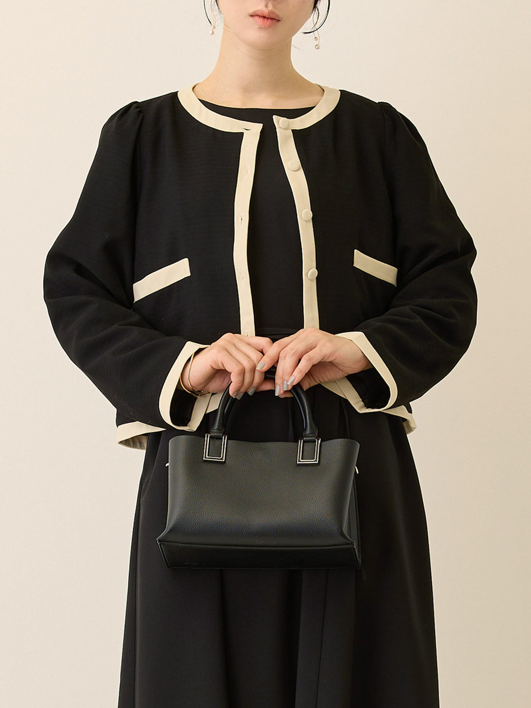 セレモニー対応・配色ジャケット Black