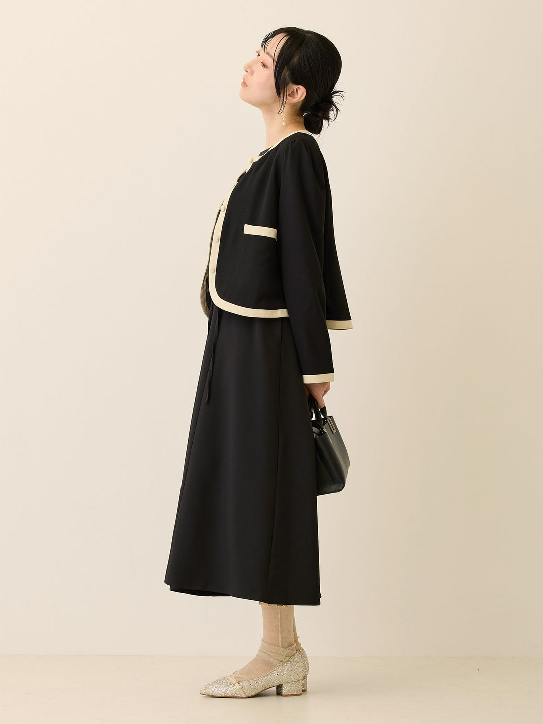 セレモニー対応・配色ジャケット Black