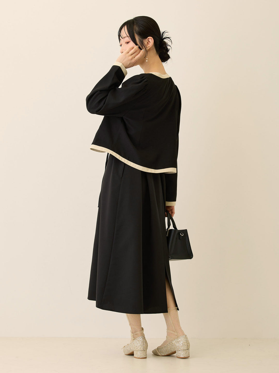 セレモニー対応・配色ジャケット Black