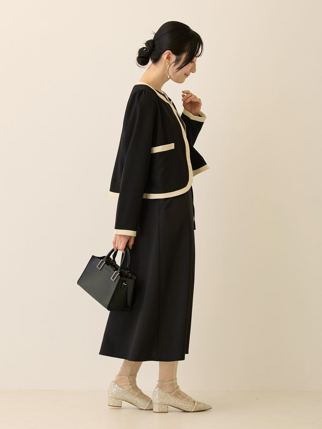 セレモニー対応・配色ジャケット Black