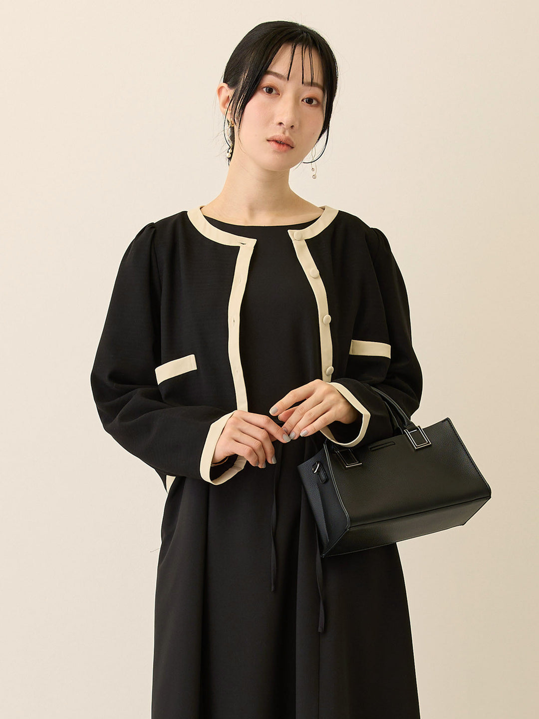 セレモニー対応・配色ジャケット Black