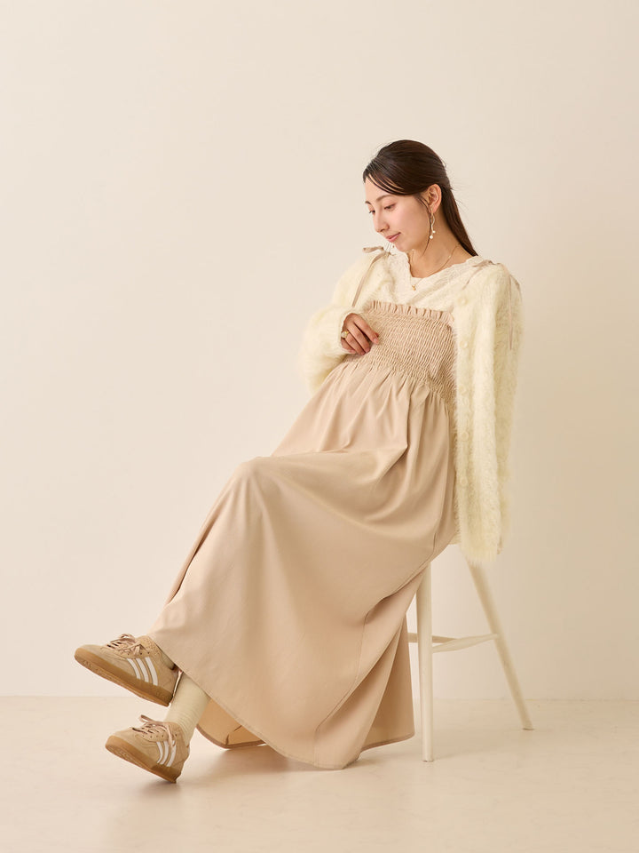 シャーリングキャミワンピース Beige