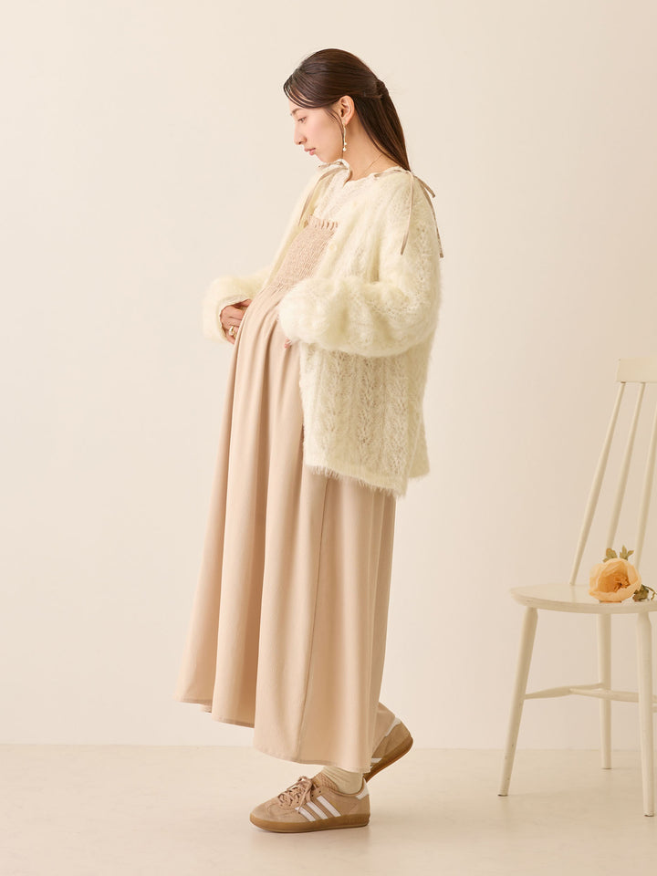 リボン付きニットカーデ White