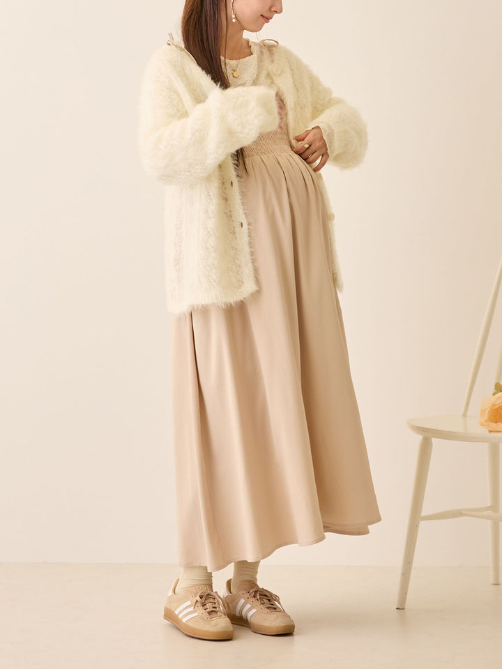 リボン付きニットカーデ White