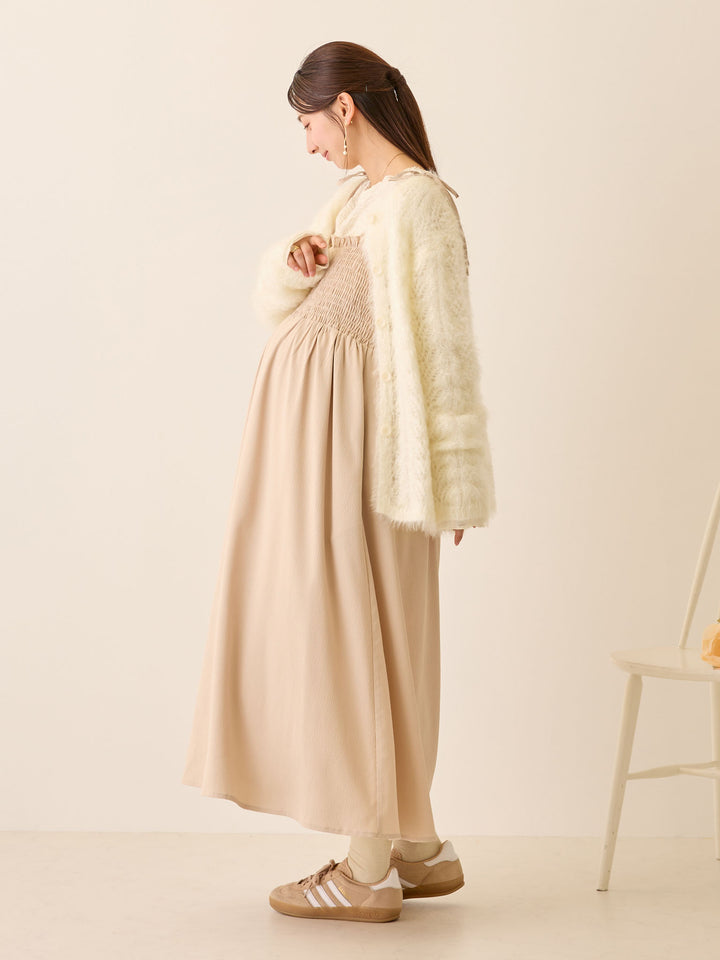 リボン付きニットカーデ White