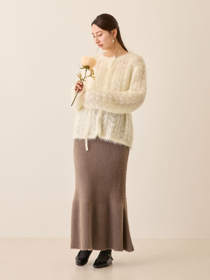 シャギーニットマーメイドスカート Charcoal