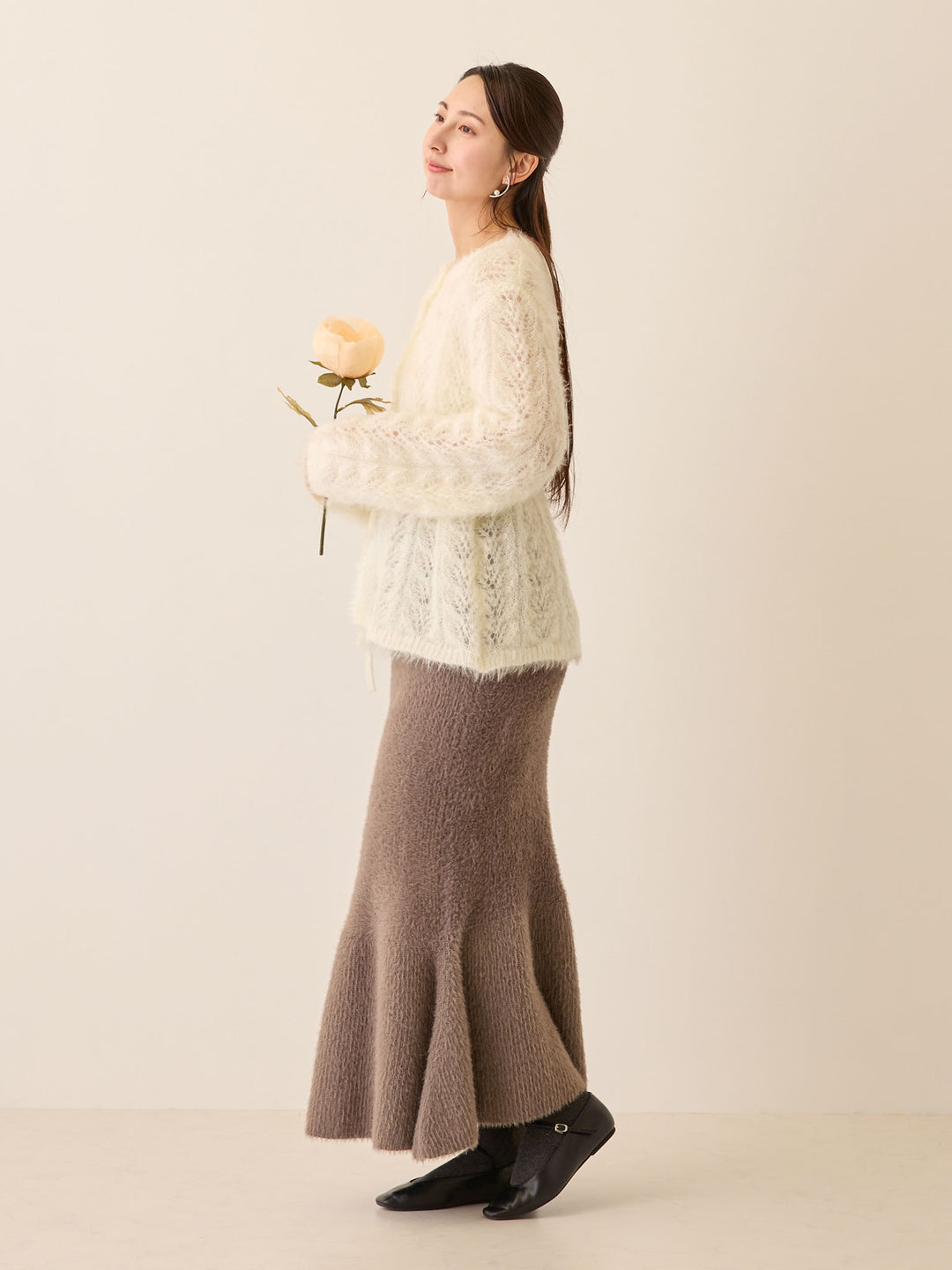 シャギーニットマーメイドスカート Charcoal