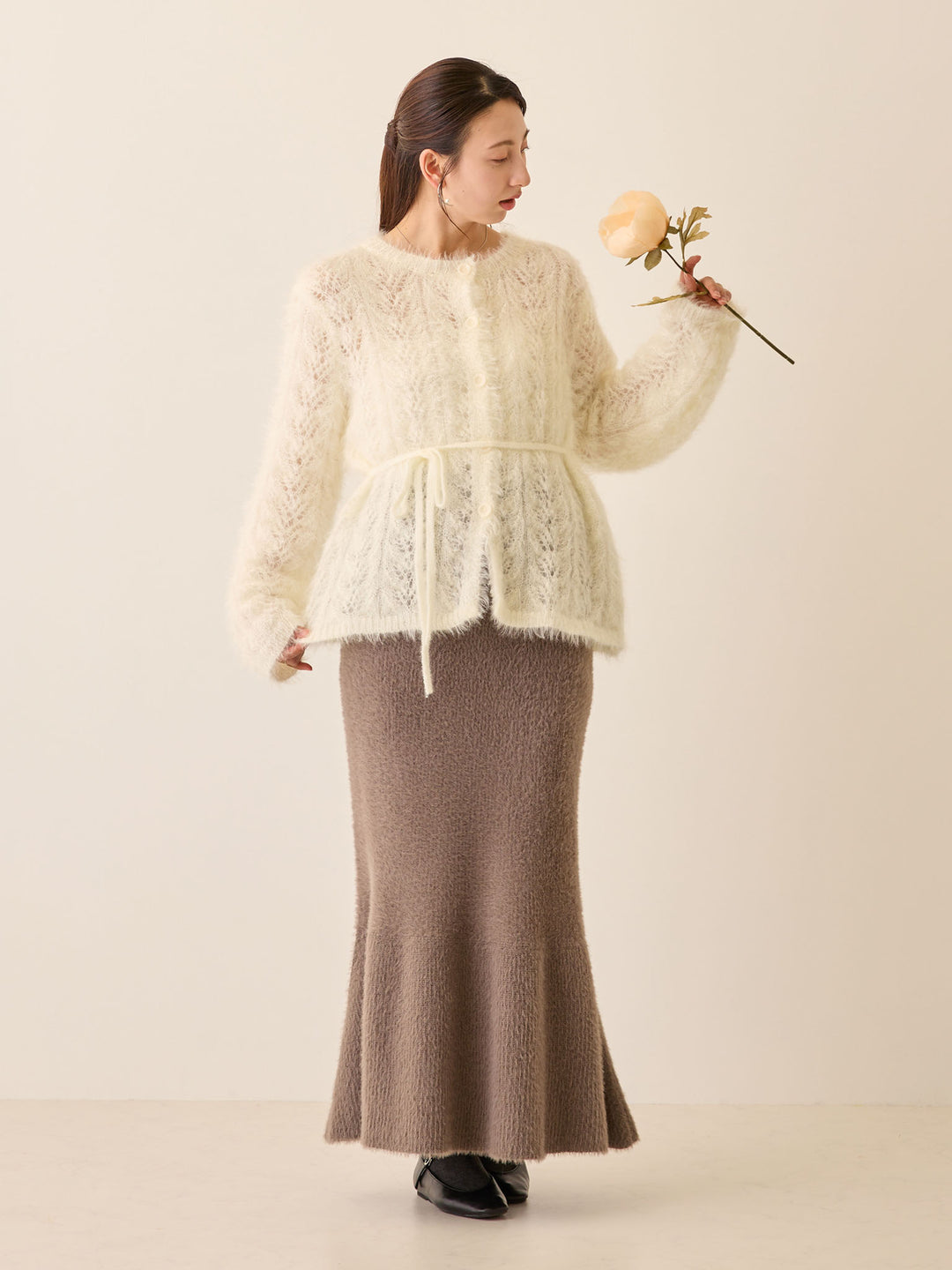 シャギーニットマーメイドスカート Charcoal