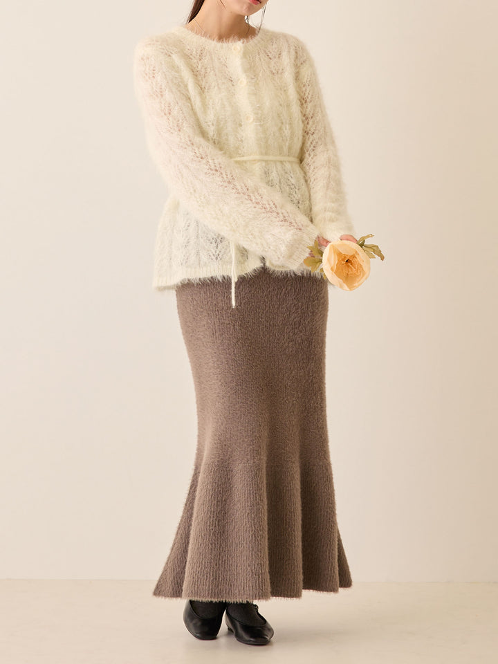 シャギーニットマーメイドスカート Charcoal