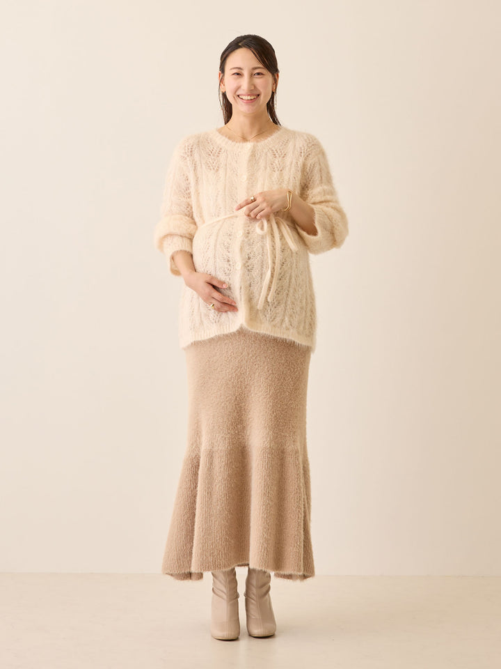 シャギーニットマーメイドスカート Beige