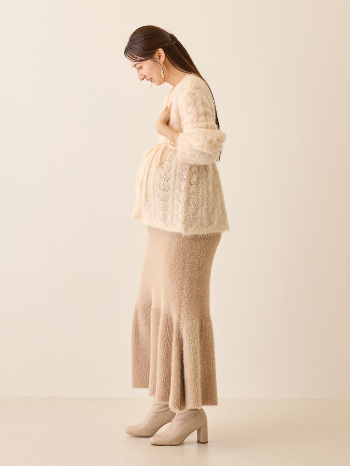 シャギーニットマーメイドスカート Beige