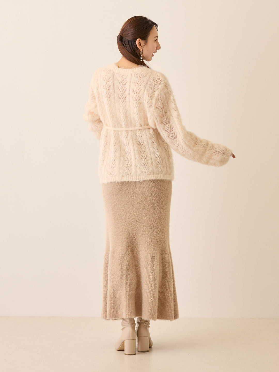 シャギーニットマーメイドスカート Beige