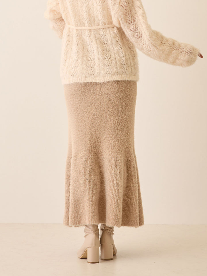 シャギーニットマーメイドスカート Beige