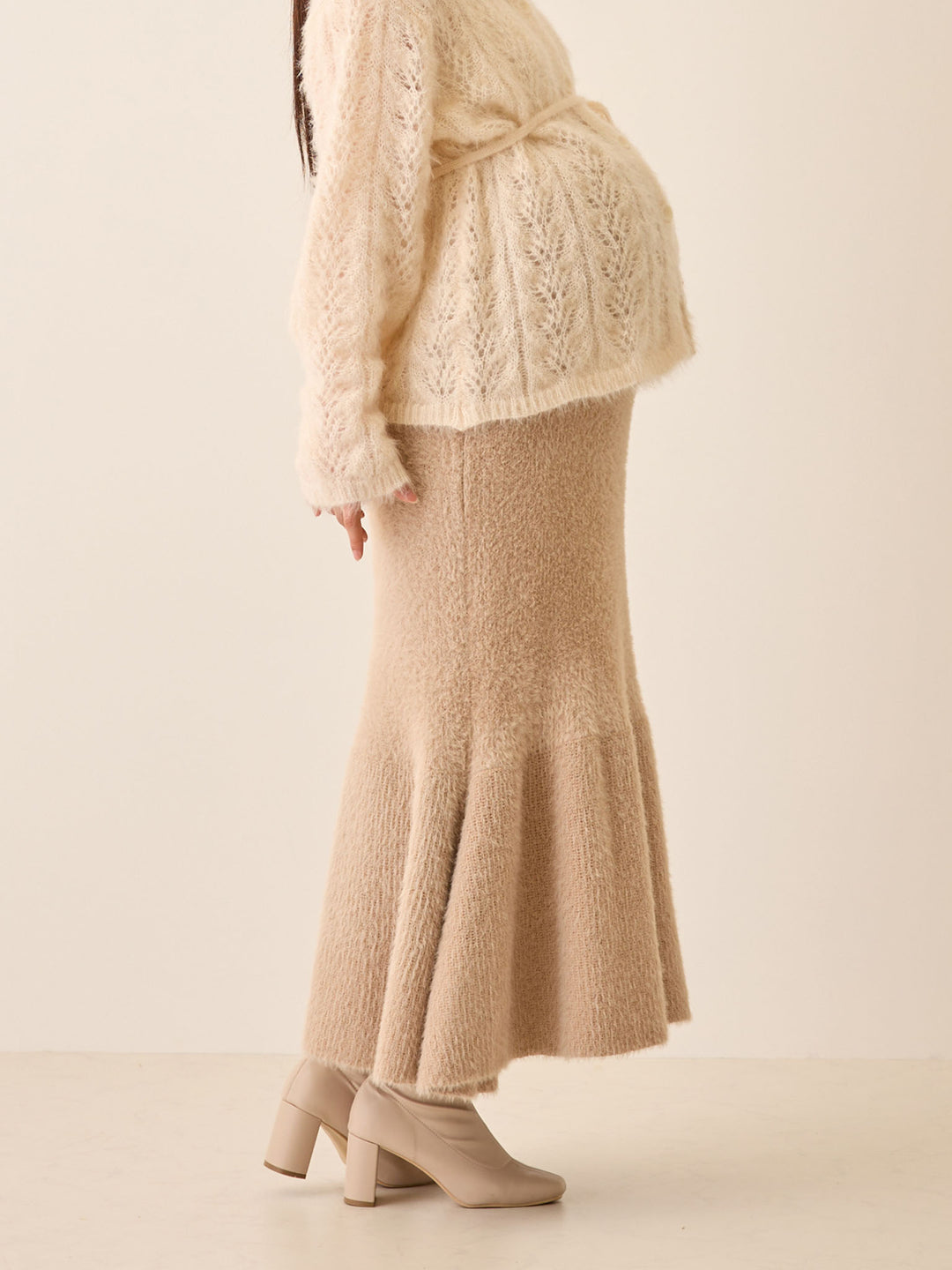 シャギーニットマーメイドスカート Beige