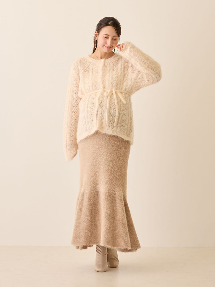 シャギーニットマーメイドスカート Beige