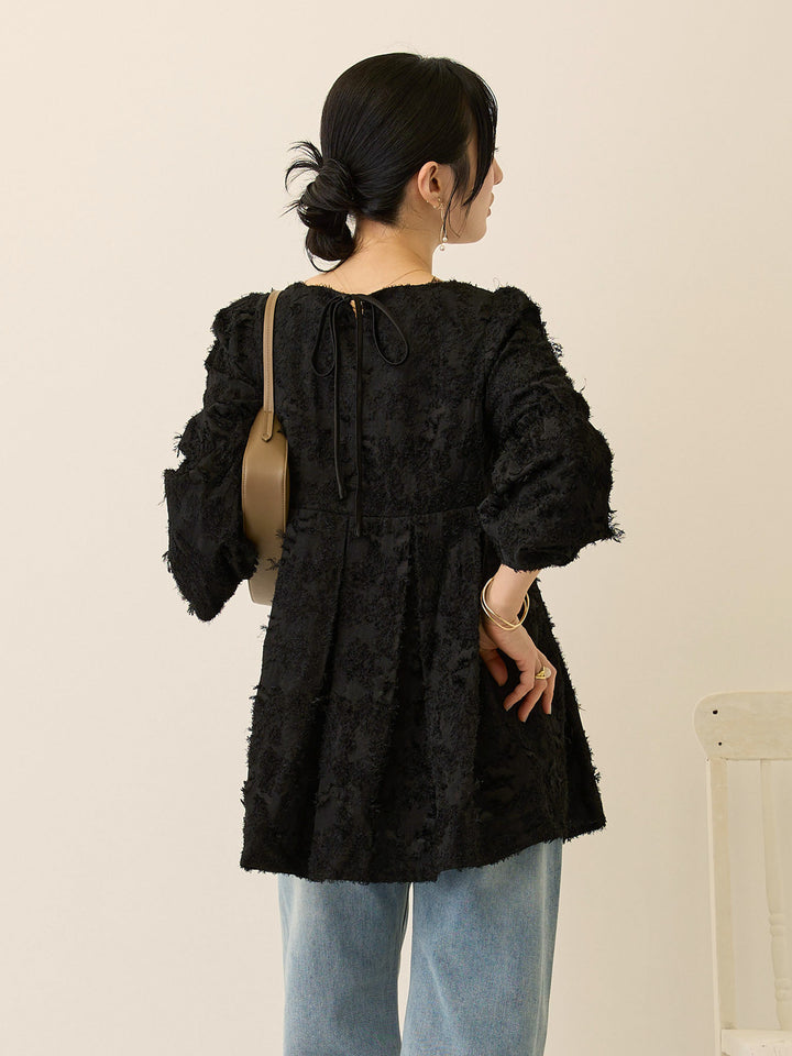 スクエアペプラムトップス Black