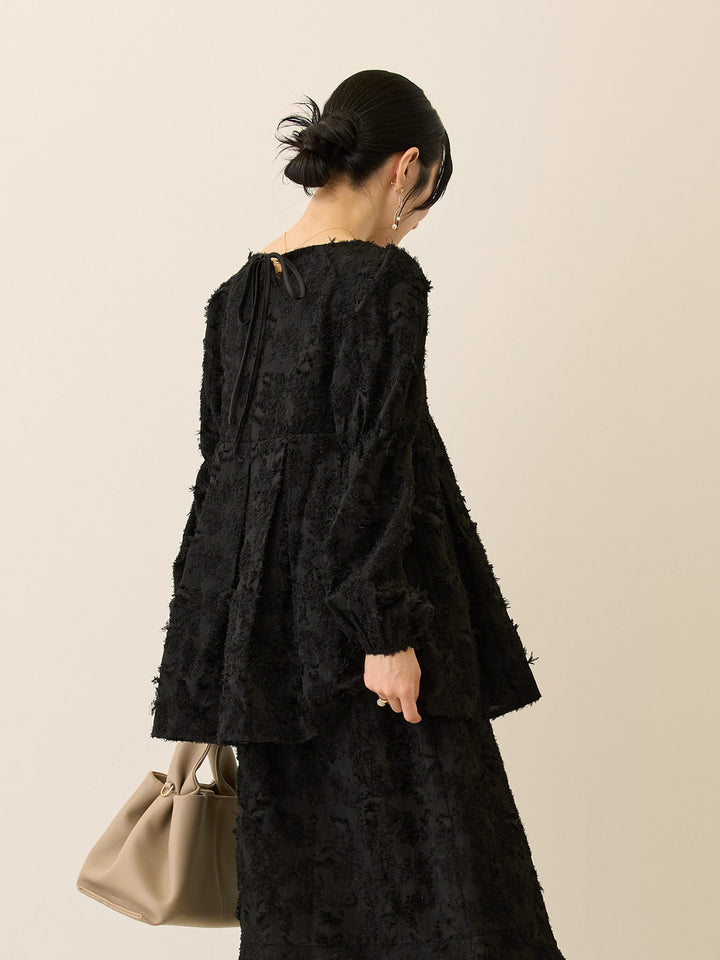 スクエアペプラムトップス Black