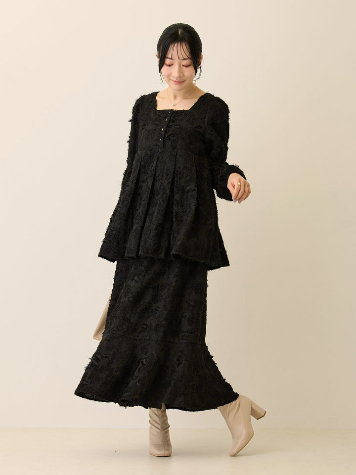 スクエアペプラムトップス Black