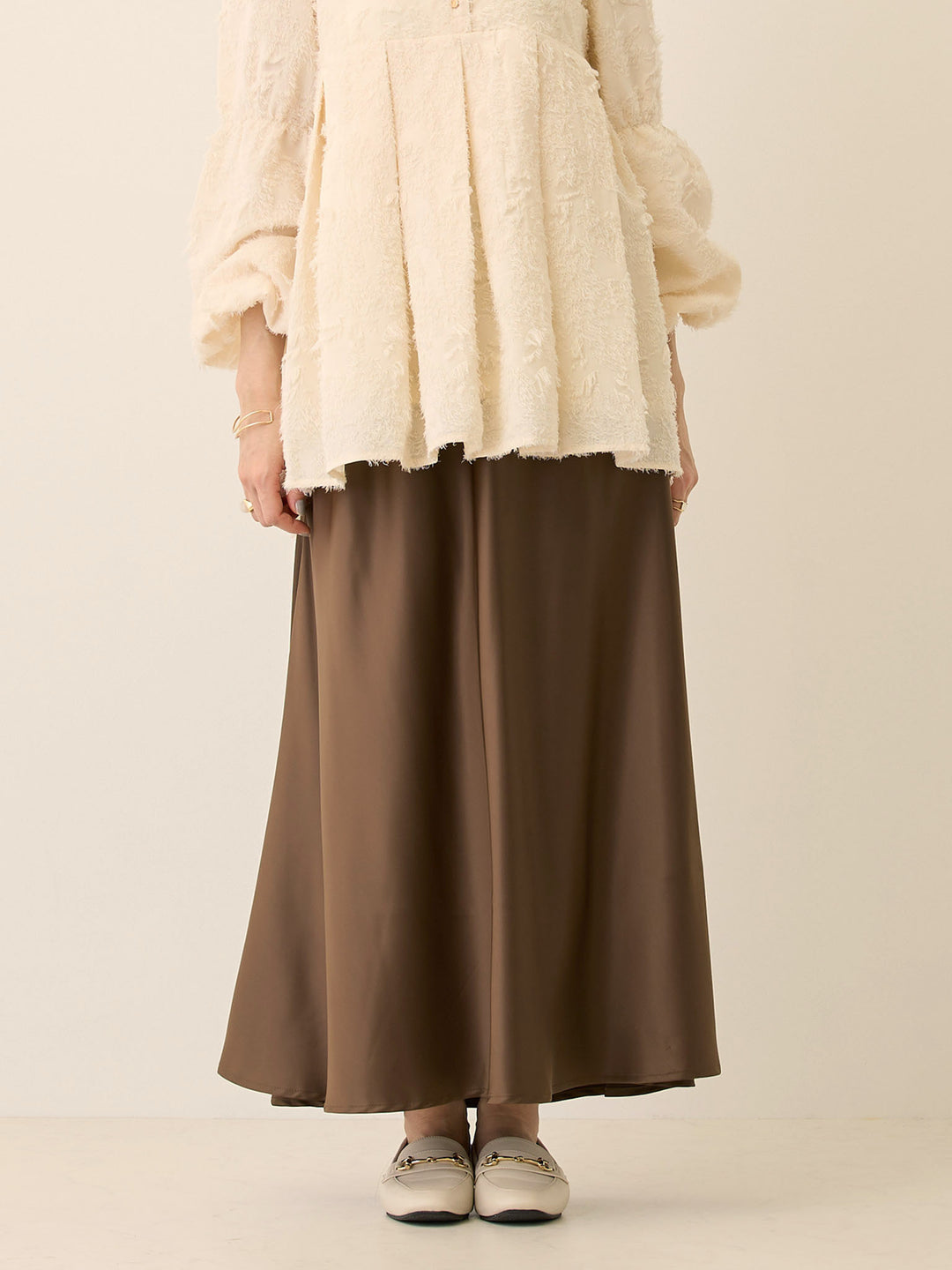 ほんのりマーメイドサテンスカート Brown