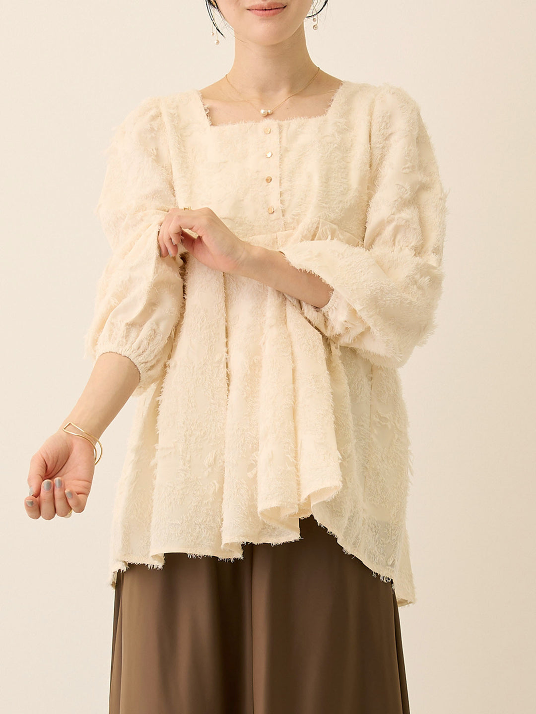 スクエアペプラムトップス Ivory