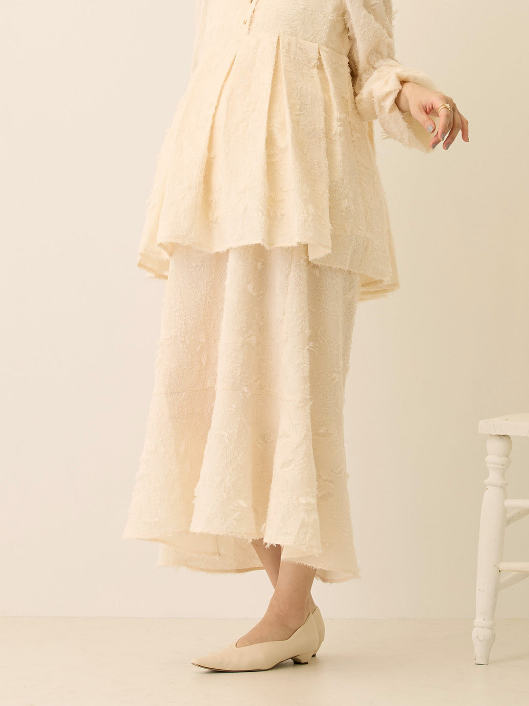 フリンジマーメイドスカート Ivory