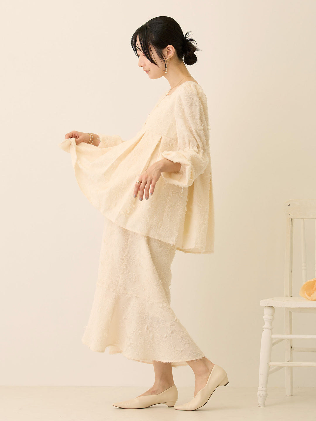 スクエアペプラムトップス Ivory