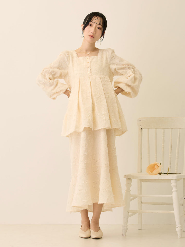 スクエアペプラムトップス Ivory