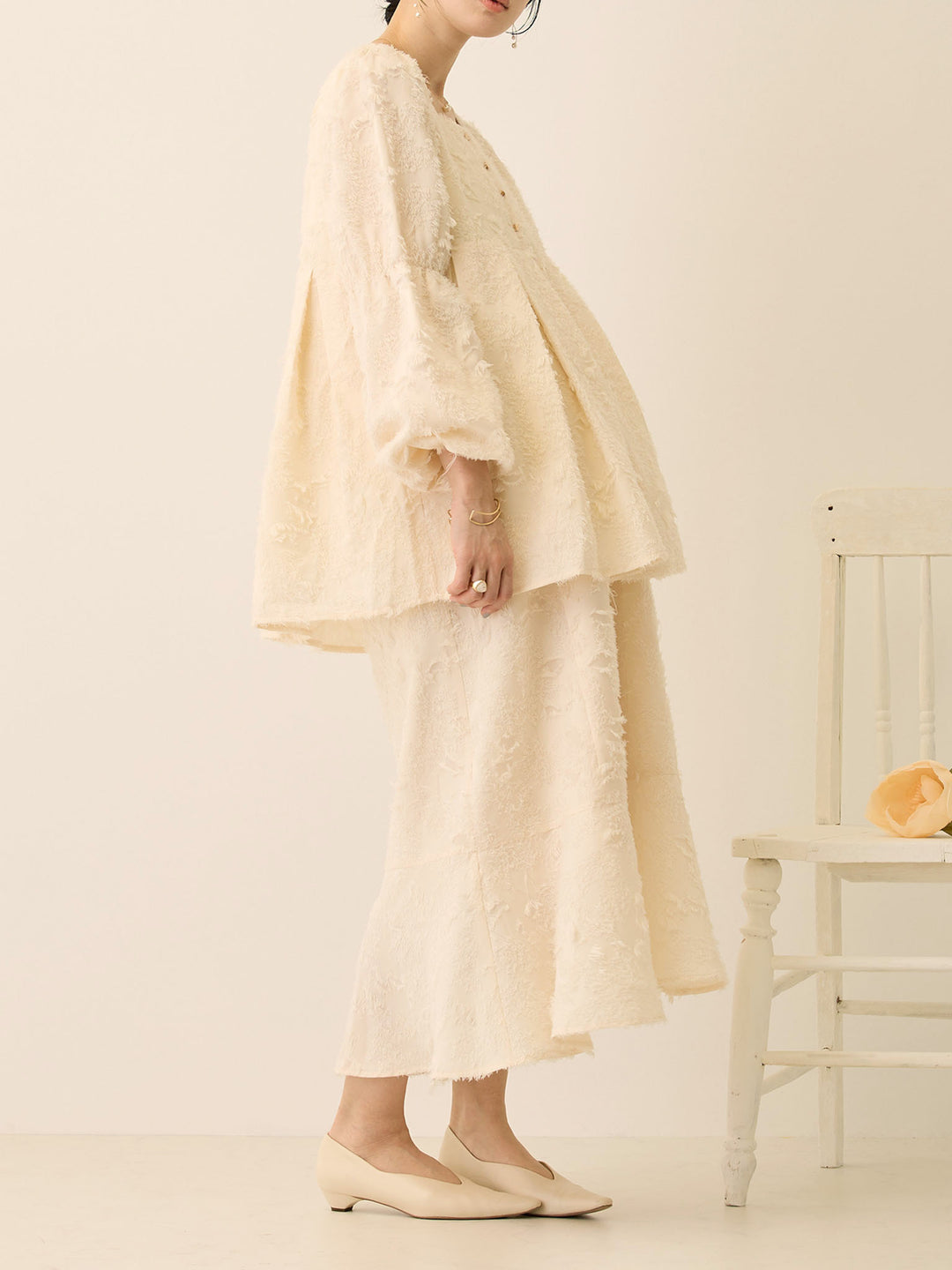 フリンジマーメイドスカート Ivory