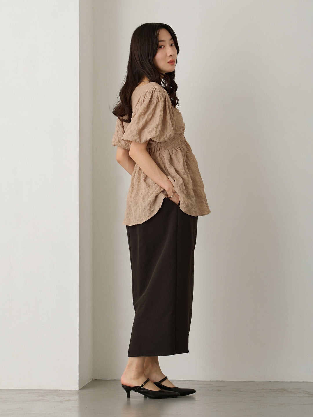 セレモニー対応・マタニティタイトスカート Black