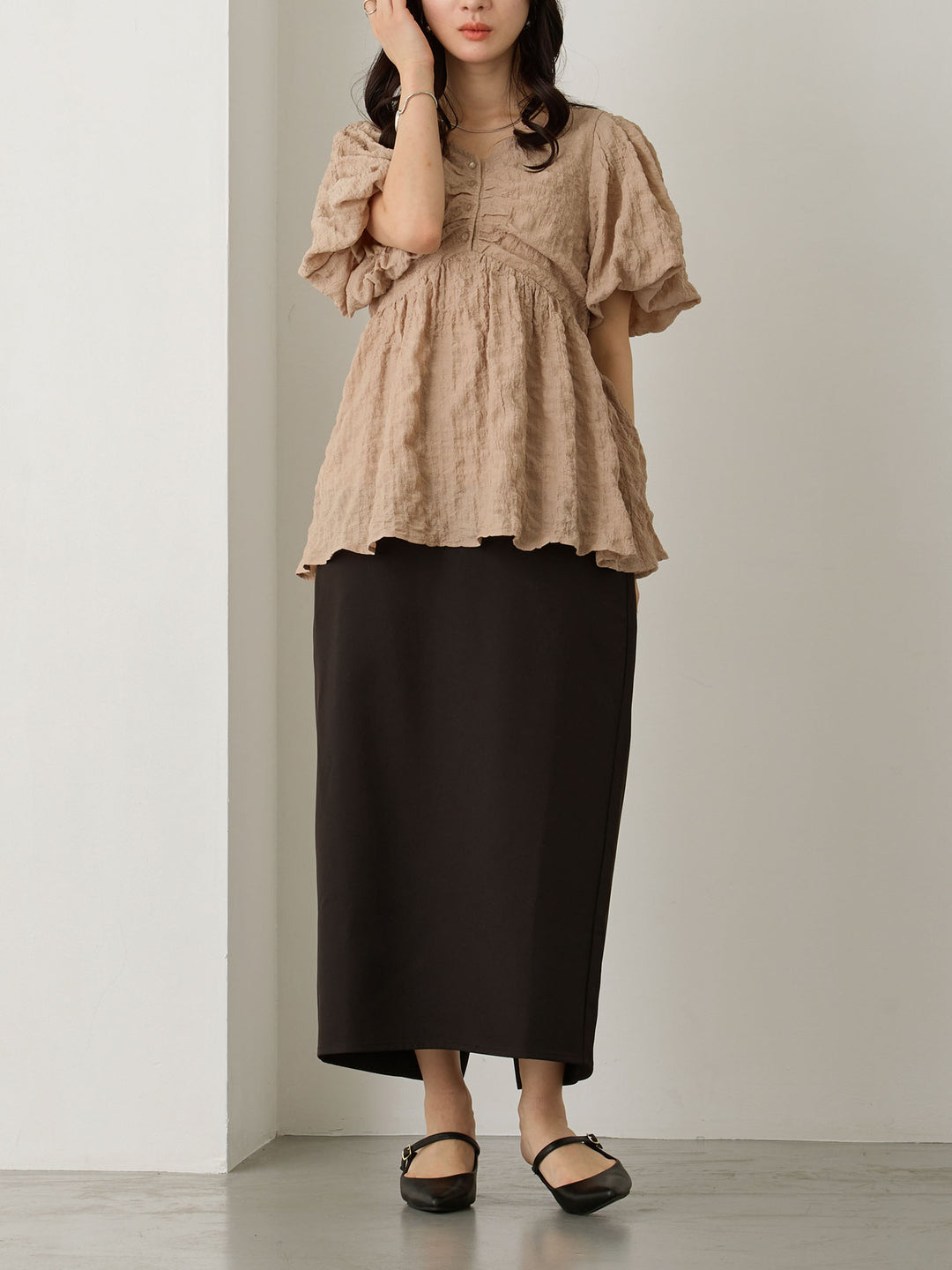 セレモニー対応・マタニティタイトスカート Black