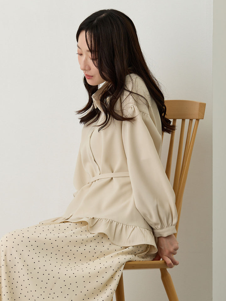 ボウタイ付きブラウス Beige