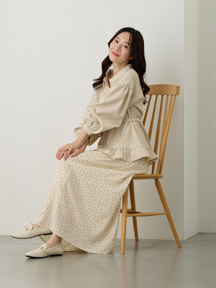 ボウタイ付きブラウス Beige