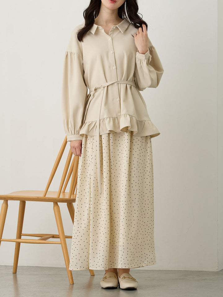 ボウタイ付きブラウス Beige
