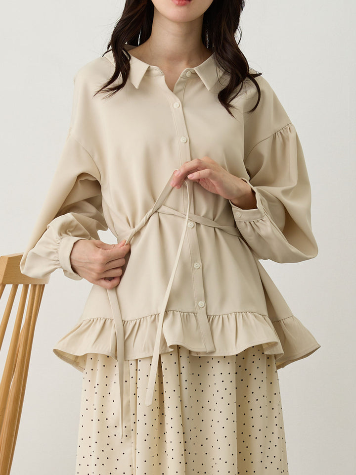 ボウタイ付きブラウス Beige