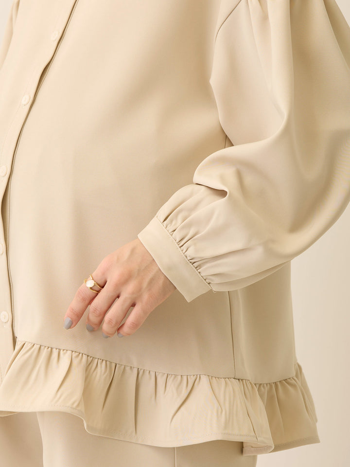 ボウタイ付きブラウス Beige