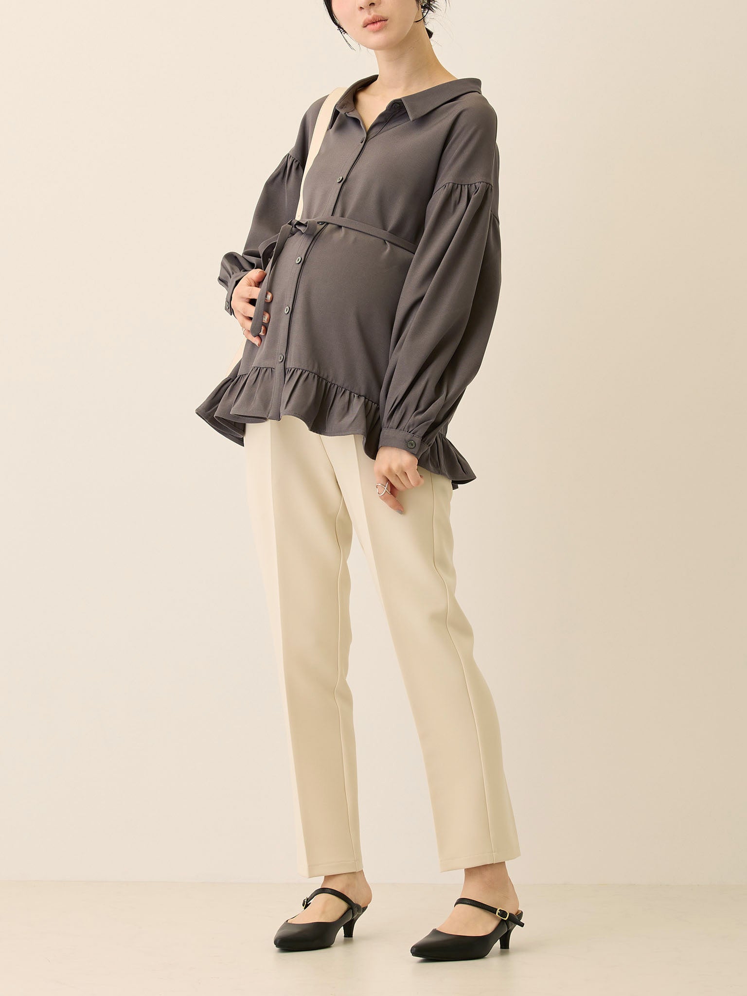 サイドリボンパンツ Gray / honono マタニティ Bottoms – honono for mom&baby