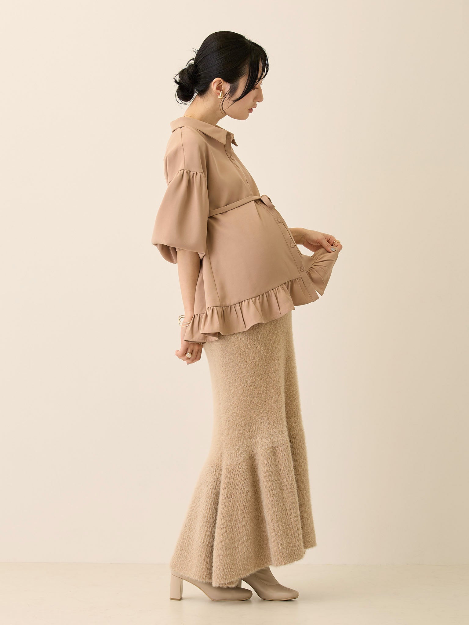 ボウタイ付きブラウス Pink beige – honono for mom&baby