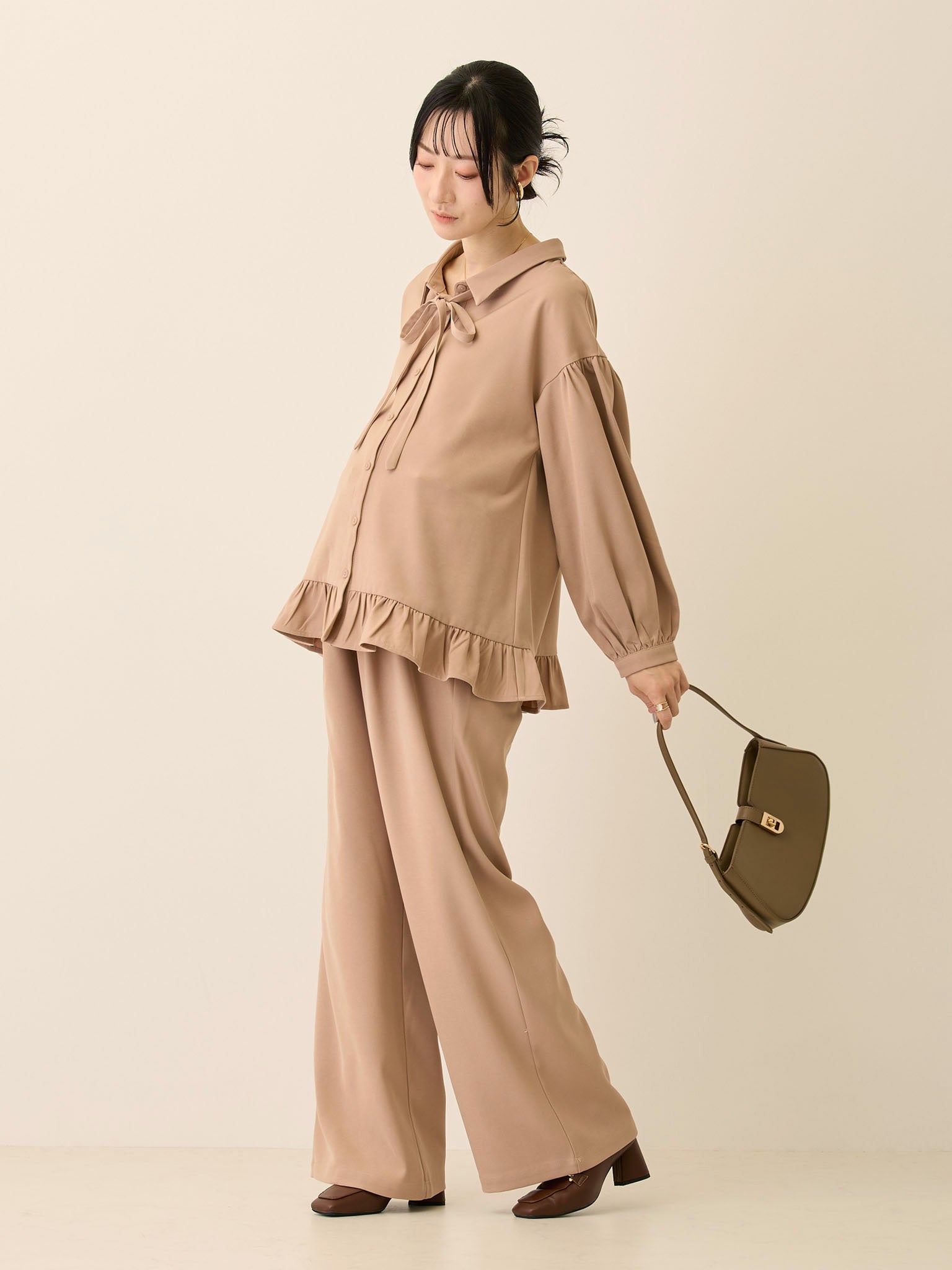 ボウタイ付きブラウス Pink beige – honono for mom&baby