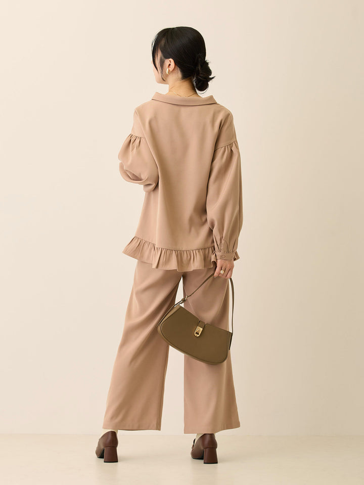 タックワイドパンツ Pink beige