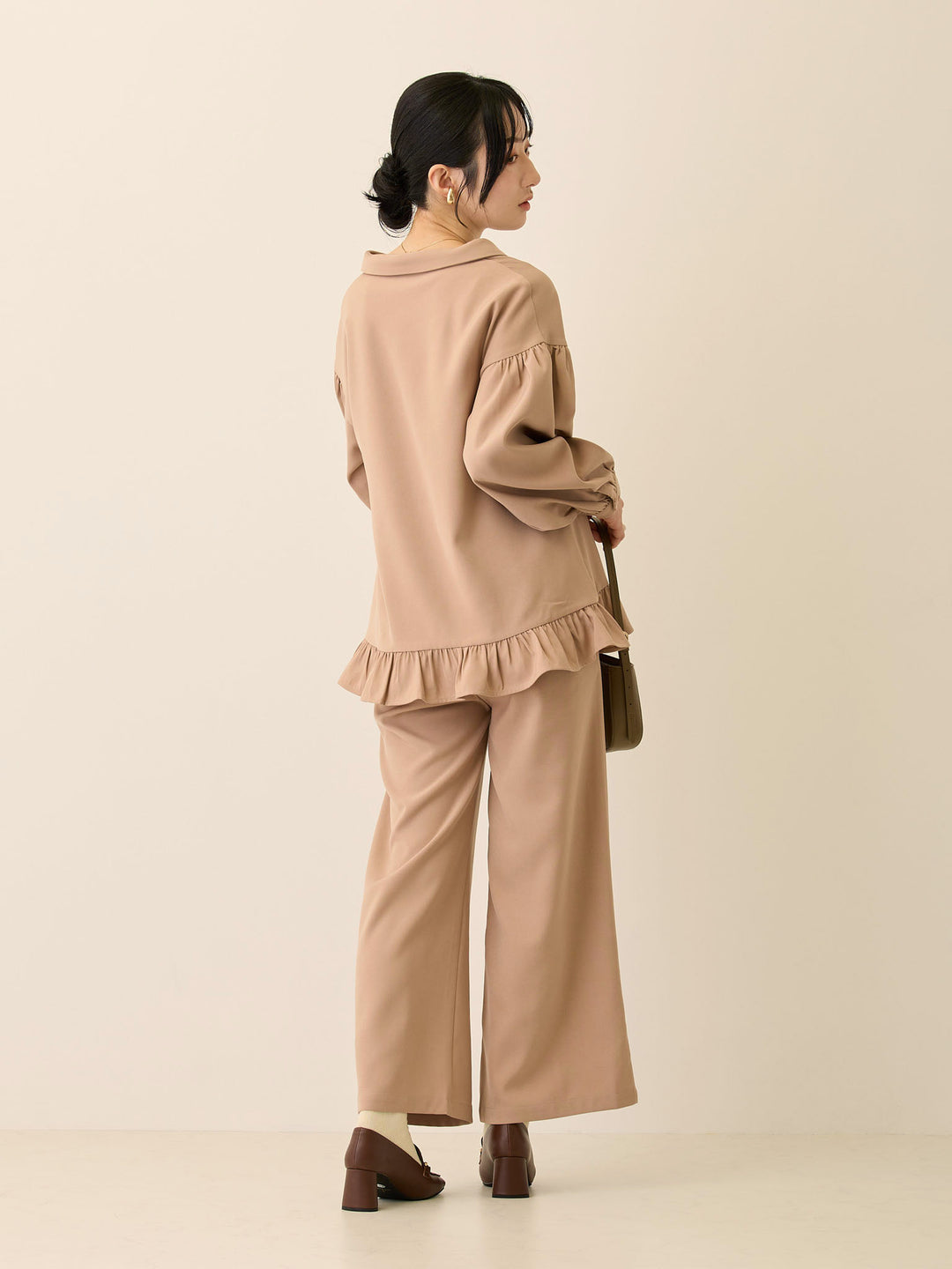 タックワイドパンツ Pink beige