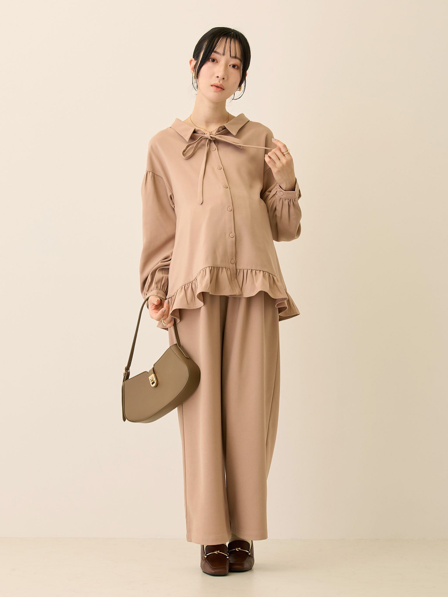 ボウタイ付きブラウス Pink beige – honono for mom&baby
