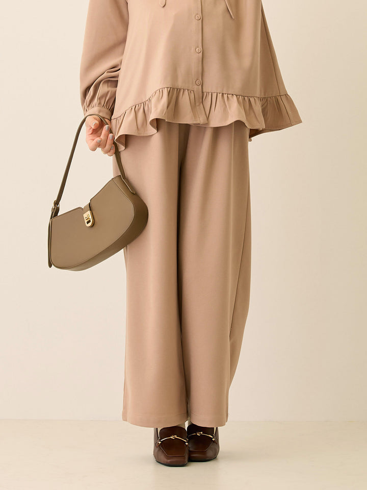 タックワイドパンツ Pink beige